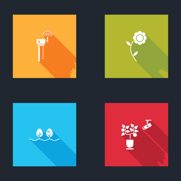 设置路由器和wi-fi信号，花卉，植物和智能农业技术图标。向量图片下载