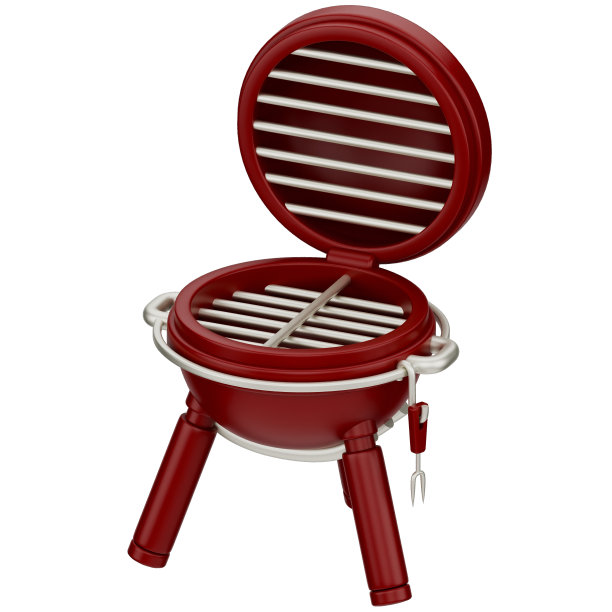 3d烧烤烤架。3d渲染插图孤立的白色背景与春季主题。图片下载