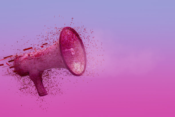 扩音器在霓虹灯背景下爆炸图片下载