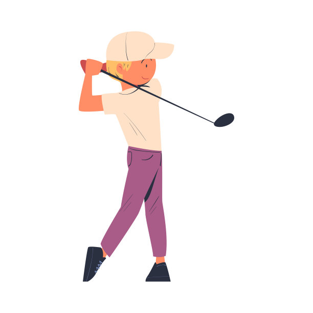 男子性格打高尔夫与俱乐部享受娱乐活动矢量插图图片下载