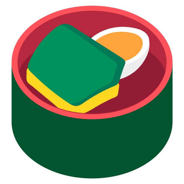 服务对象的平面设计插图，竹篮包含日本食物饭团和煮鸡蛋图片下载