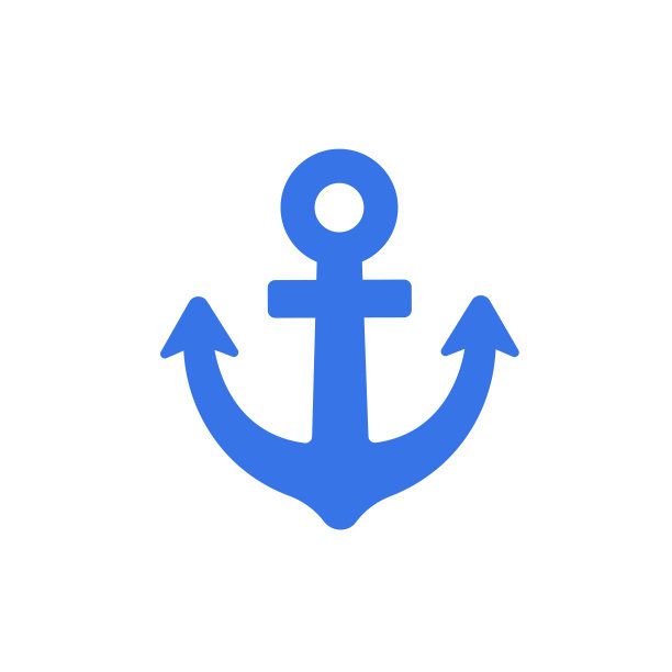 蓝色海军标志。锚图标说明。图片下载