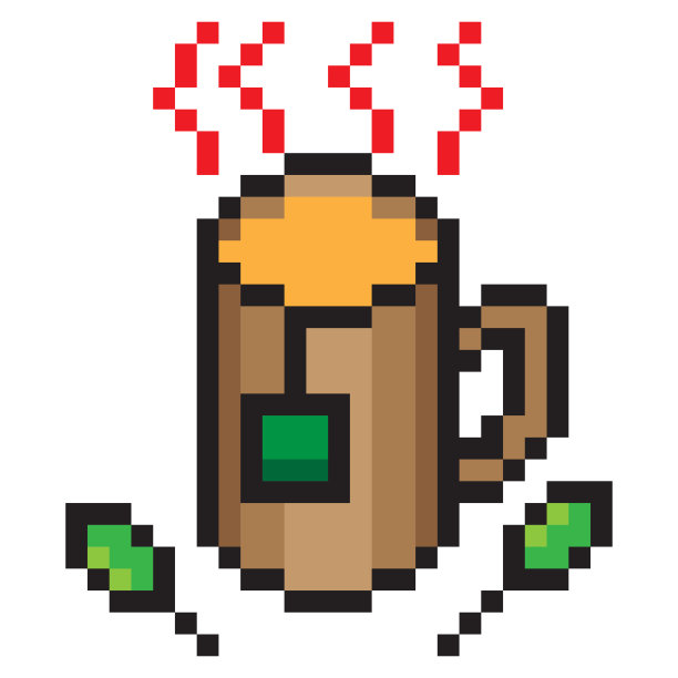 像素艺术中的热茶杯图片下载