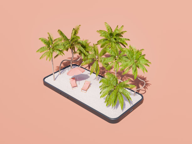 热带海滩的场景出现在珊瑚背景的智能手机图片下载