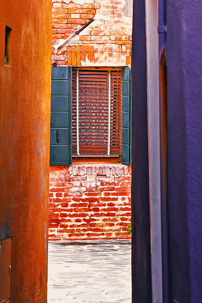 Burano,意大利。著名的彩色布拉诺房子。布拉诺岛，意大利威尼斯。图片下载