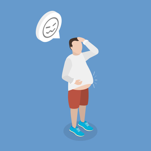 胃胀气的三维等距平面矢量概念插图图片下载