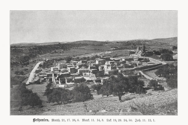 巴勒斯坦伯大尼的历史观，半色调印刷，1899年出版图片下载
