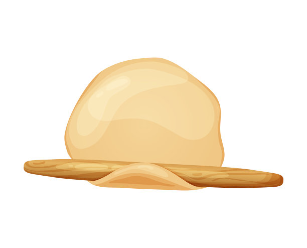 新鲜的生面团。自制的美味面包。木制厨房擀面杖的卡通。矢量插图菜单，咖啡馆，餐厅图片下载