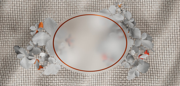 圆形玻璃框架，透明亚克力框架，圆形信息标识和产品展示3D插图图片下载