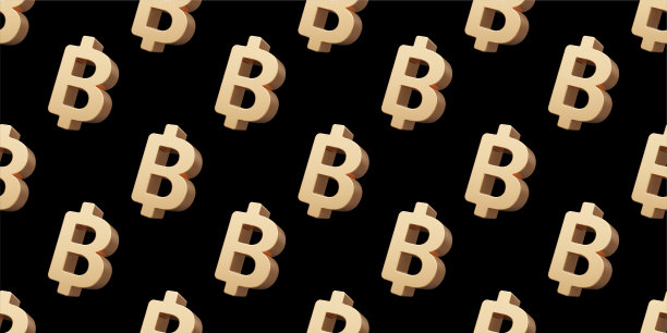 黑色背景上的比特币黄金闪耀标志3d金融无缝图案。商业插画3d渲染设计图片下载