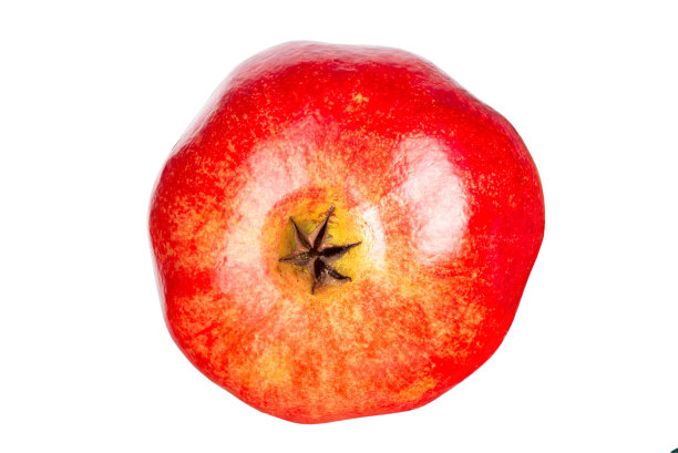 成熟的红色果实孤立在白色背景上。石榴微距工作室照片。图片下载