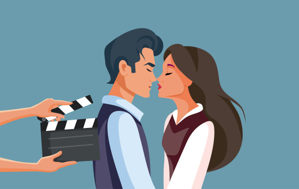 人们在一组矢量插图上拍摄浪漫电影图片下载