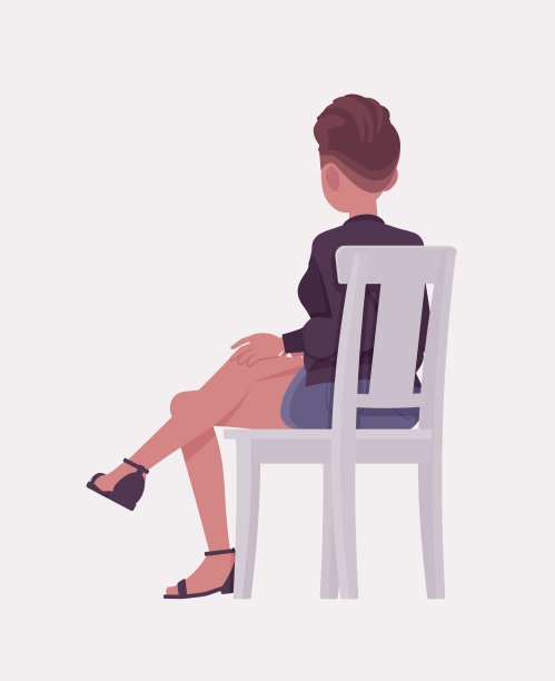 魅力少女椅坐姿仰，年轻都市时尚女性图片下载