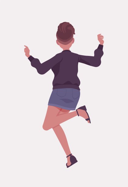 迷人的女孩快乐的情绪有趣的背影，都市时尚的女人图片下载