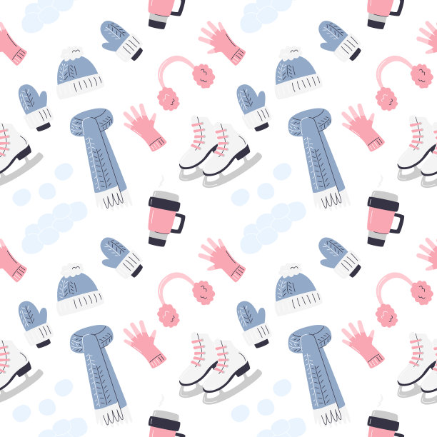 冬季溜冰户外活动无缝印花图片下载