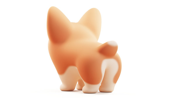 胖胖的，可爱的，滑稽的，卡哇伊，毛茸茸的卡通橙色柯基。图片下载