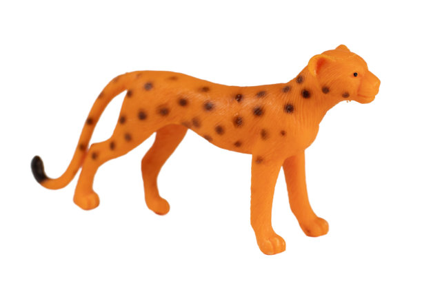 白色背景上的塑料豹玩具图片下载
