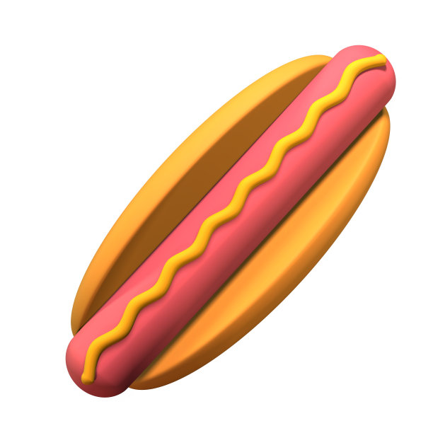 卡通热狗图标在一个白色的背景3d渲染图片下载