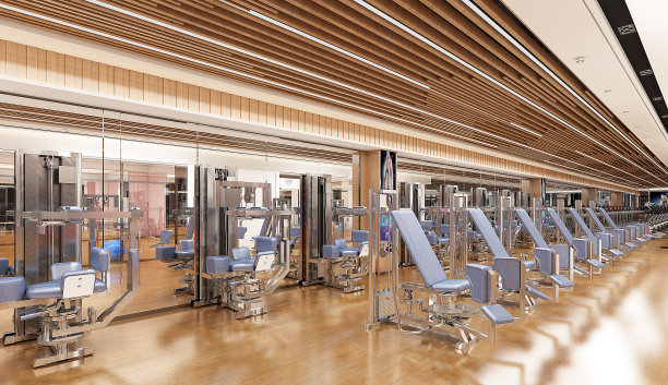 3d渲染健身房健身瑜伽普拉提工作室图片下载