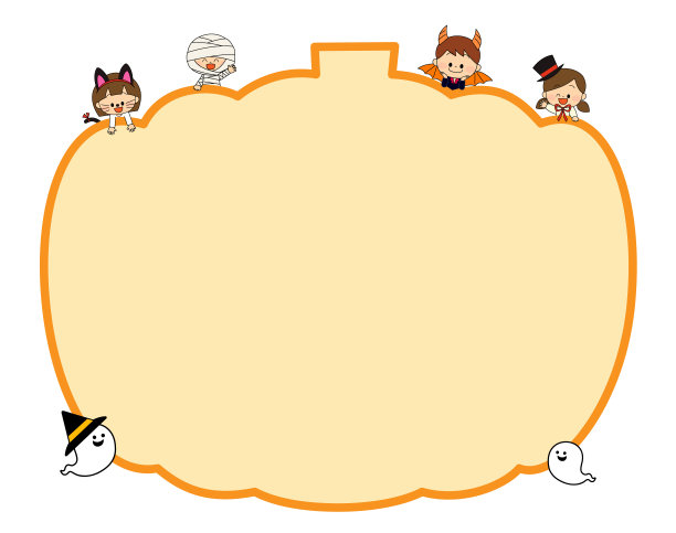 万圣节可爱的南瓜框架的孩子和鬼图片下载