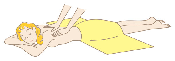 可爱的女性趴着接受按摩。简单插图矢量图片下载