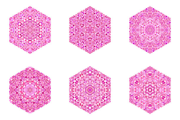 华丽的孤立花马赛克六边形多边形集图片下载