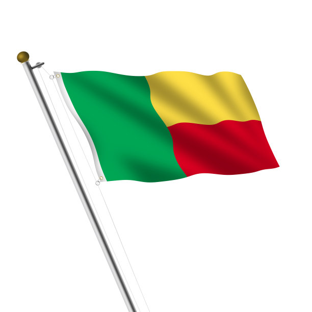 贝宁旗杆三维插图与剪辑路径图片下载