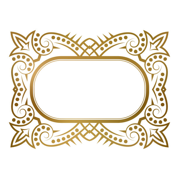 金色复古框架与花卉装饰文字。适用于精美的标签装饰，书籍封面设计的铭牌。图片下载