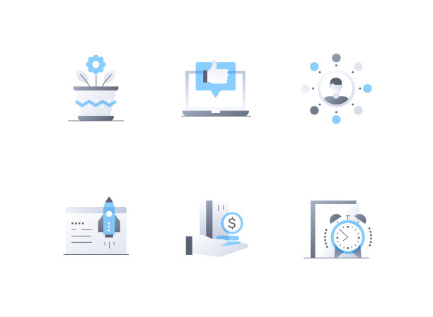 启动和新的业务平面设计风格图标集图片下载