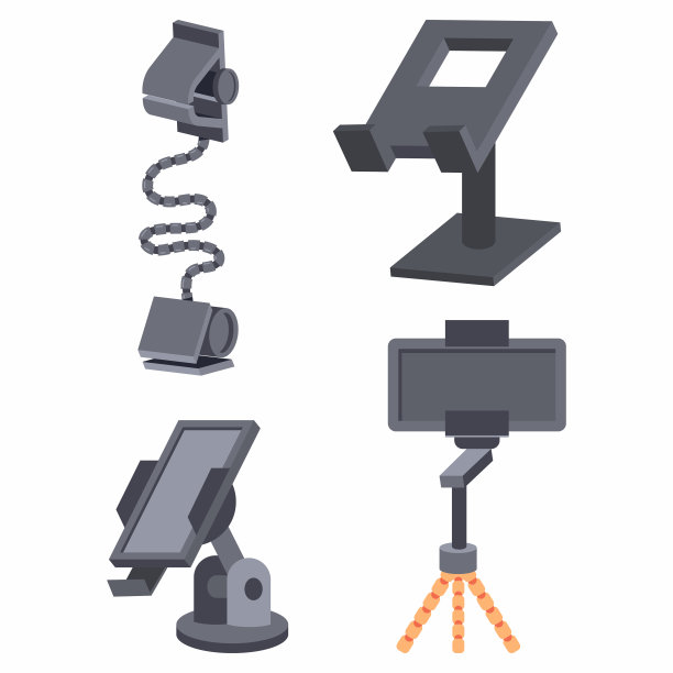 手机持有人矢量卡通集隔离在一个白色的背景。图片下载