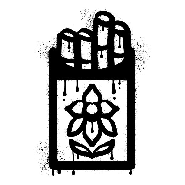 用黑色喷漆在烟盒上涂鸦图片下载