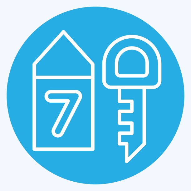 图标的房间。与休闲旅游有关的标志。蓝眼睛的风格。简单的设计说明。图片下载