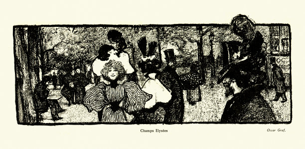 人们在香榭丽舍大街上放松，巴黎，Belle Époque，新艺术运动，19世纪90年代，19世纪图片下载