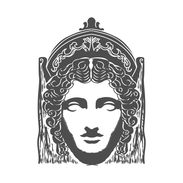 希腊罗马神话女神头像雕塑插画设计矢量图图片下载