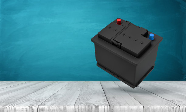 在白色木地板和暗绿松石背景上的蓄能器的3d渲染图片下载