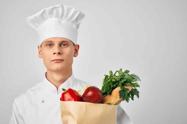 男厨师用食品包装健康食品厨房图片下载