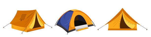 矢量插图不同的帐篷隔离在一个白色的背景。图片下载