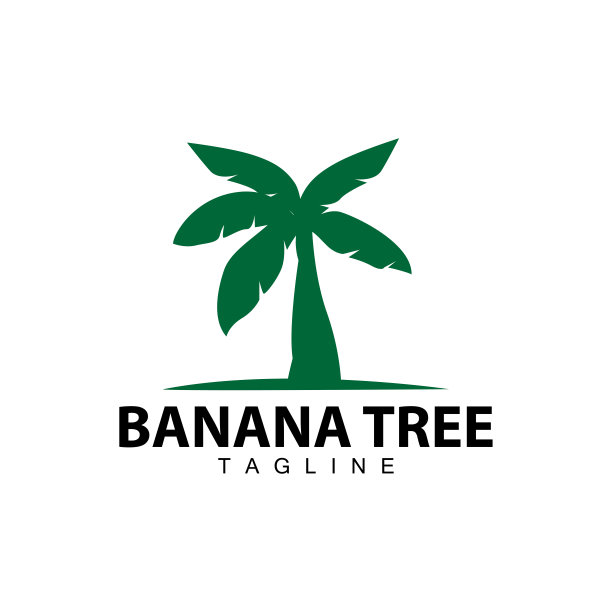香蕉树标志，果树植物矢量，剪影设计，模板插图图片下载