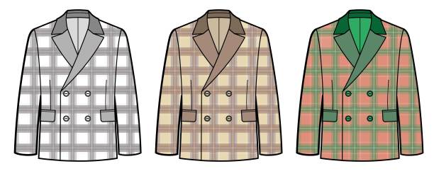 男士办公室格子夹克。矢量技术草图图片下载