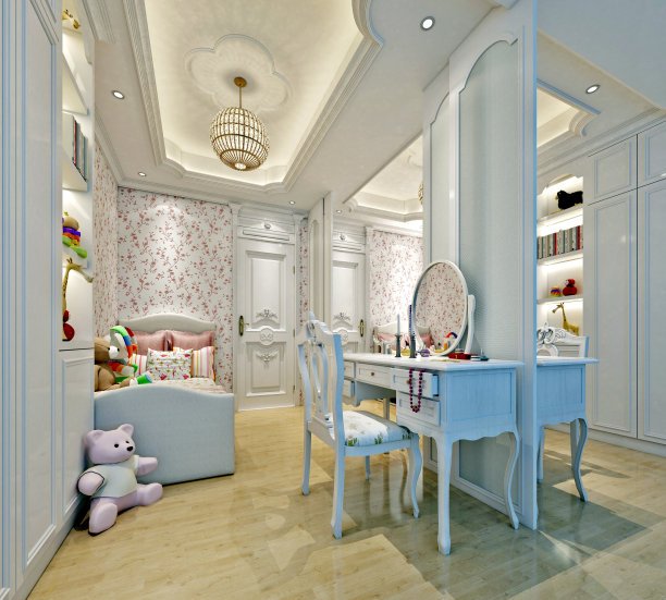 现代卧室的3d渲染图片下载