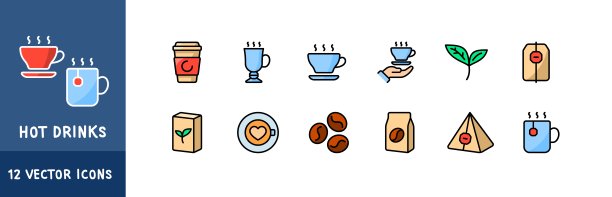 热饮图标集。平的风格。矢量图标图片下载