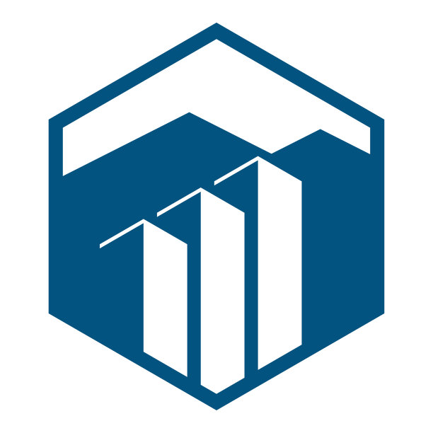 几何六角形山与建筑的房地产公寓物业插图设计图片下载