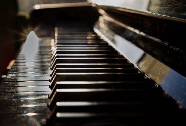 经典三角钢琴键盘的侧视图。图片下载