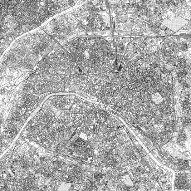 巴黎和大型建筑的3D插图图片下载