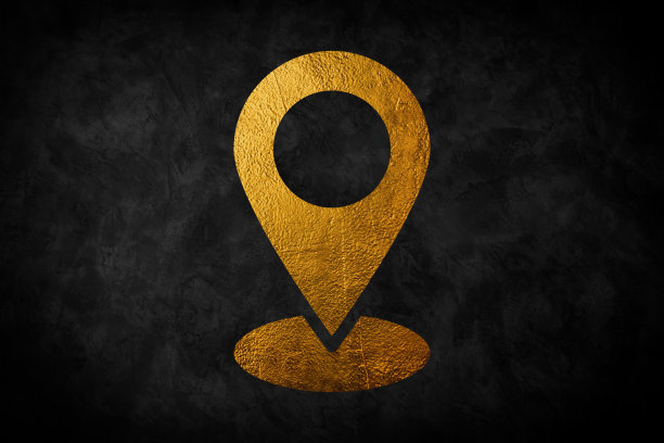 定位引脚标记图标。金属金色图标集合。图片下载