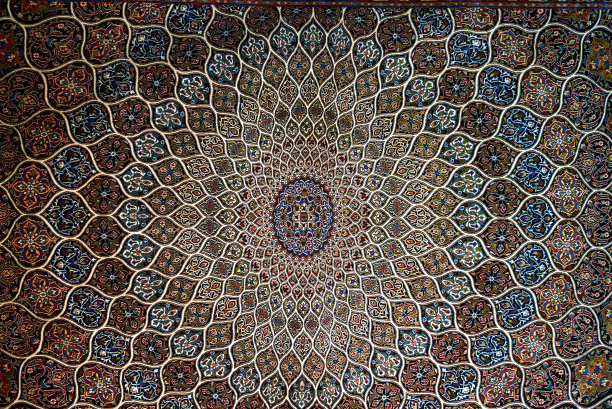 古老的装饰瓷砖在伊朗古色古香的清真寺背景图片下载