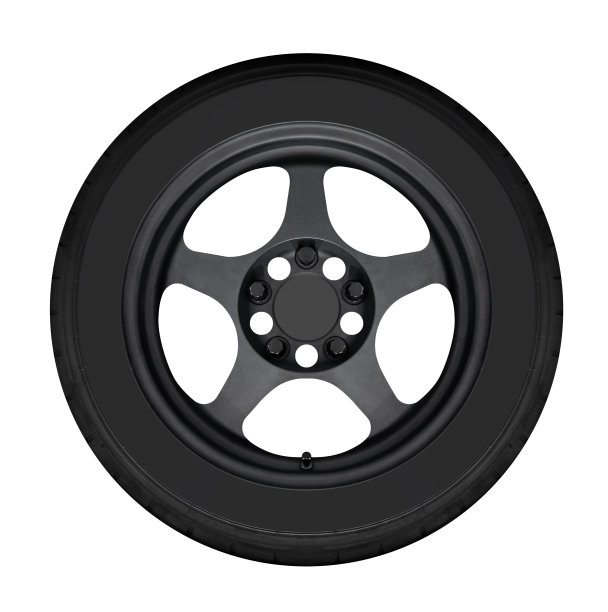 黑色汽车车轮与轮胎孤立在白色背景与剪辑路径图片下载