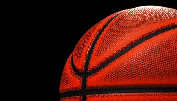 在黑色背景的三维渲染图像中，篮球曲线的侧视图图片下载