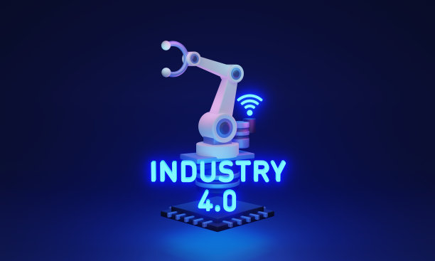 智能自动化制造工业4.0的3D插画概念图片下载