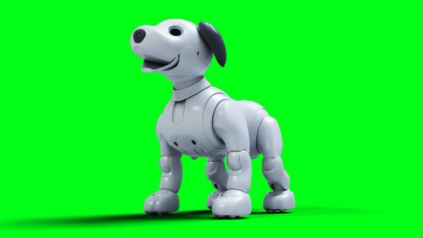 小有趣的机器智能狗，宠物。绿屏隔离。3 d渲染。图片下载